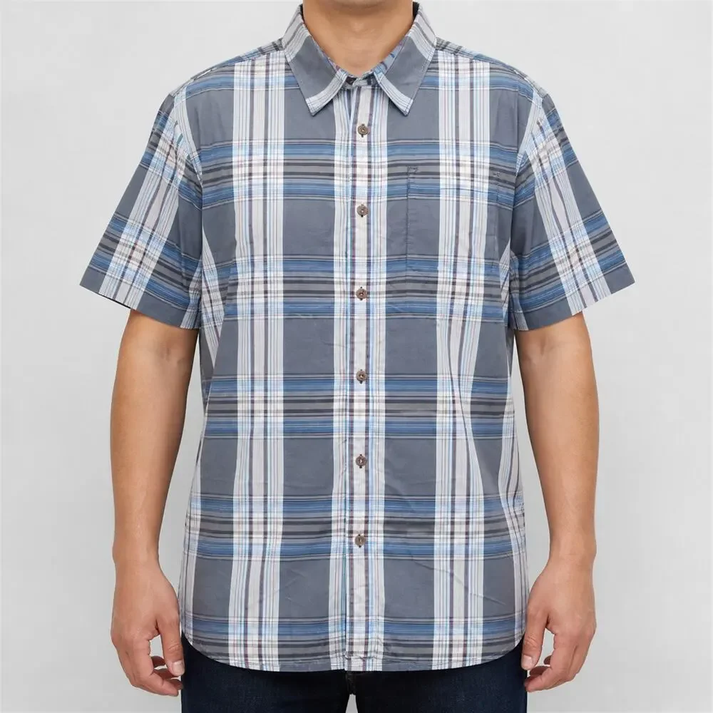 The North Face Shirt Mens Large Blue White Plaid Pocket Classic Button-Up